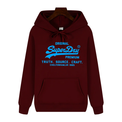 SUPERDRY Brand Men's Autumn and Winter Fashion Casual Hooded Sweatshirt Street Hip-hop Retro Sweatshirt Sports Men's Hoodie.