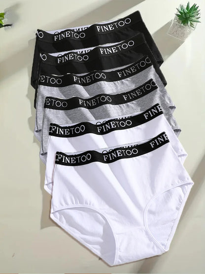 Finetoo 6Pcs/Set Women's Seamless Cotton Briefs Women Plus SizePanties Breathable Underwear Female Low Waist Soft Lingerie S-XXL