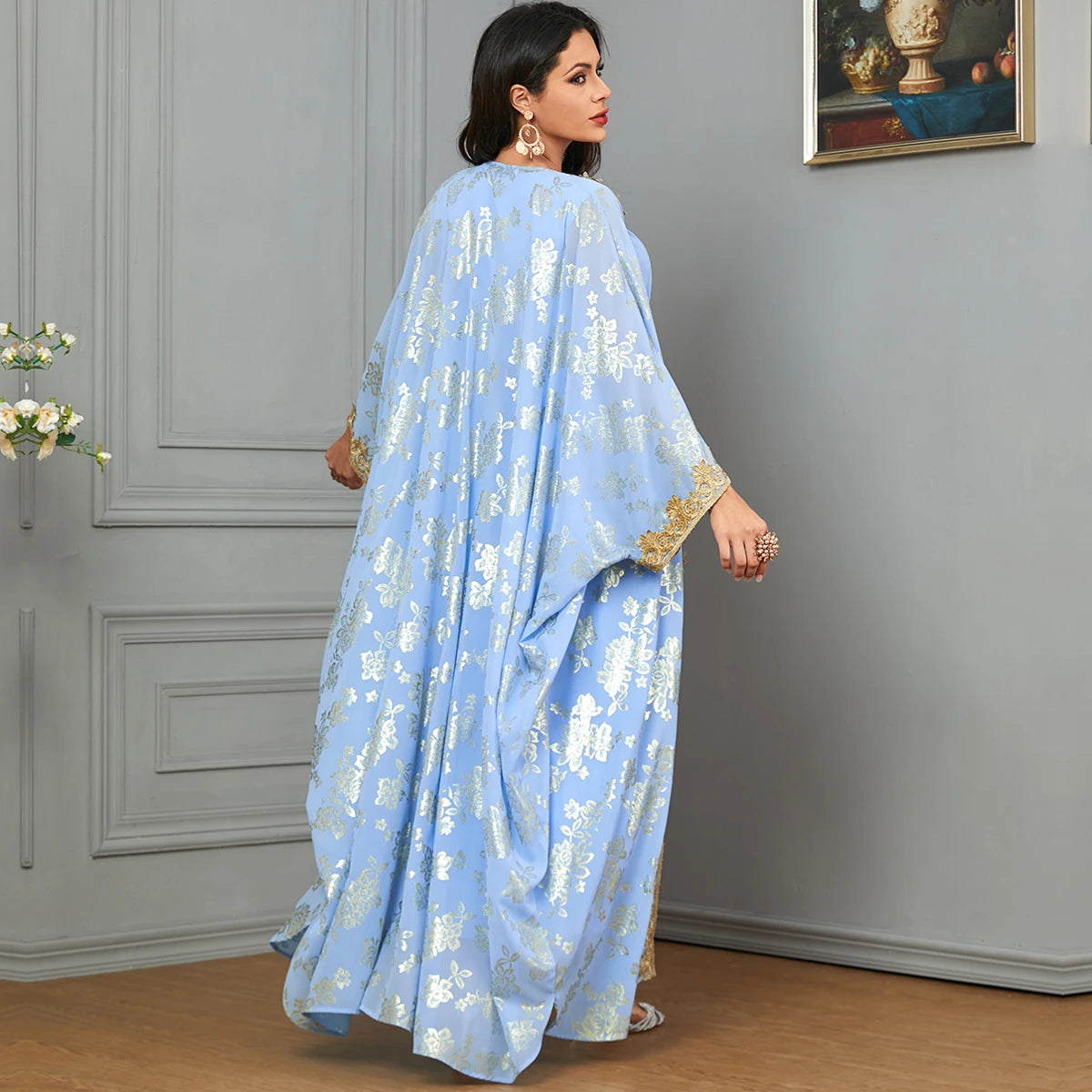 Eid Muslim Party Dress for Women Abaya with Inner Dress 2 Piece Set Jalabiya Ramadan Abayas Robe Caftan Vestidos Largos 2024