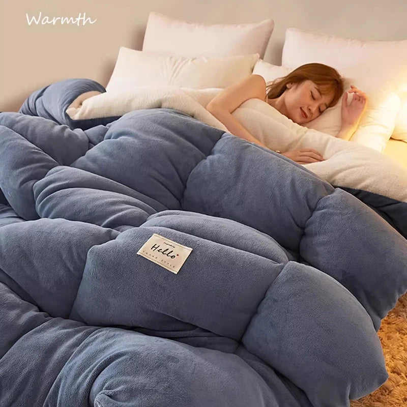 Lamb wool  - et winter thickened quilt super warm 5kg thick comforter winter spring autumn single double milk velvet  - et.