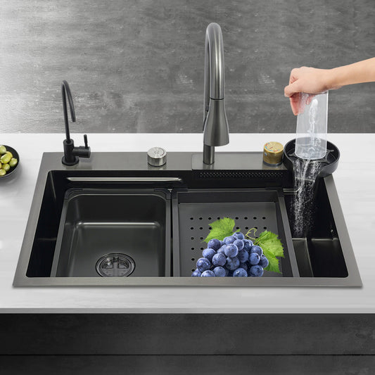 Edelstahl Rechteckige 68*45*21 cm Küche Waschbecken Große Single Slot Wasserhahn Set Seifenspender Tasse Waschmaschine