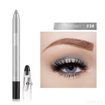 12Colors Glitter Eyeshadow Pen Long Lasting Matte Eye Shadow Palette Shiny Highlighter Silver Purple Eyeliner Pencil Cosmetics
