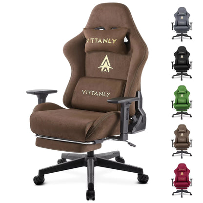 KITINJOY Gaming-Stuhl für Erwachsene mit Fußstütze, Lordosenstütze, Stoff, Computer-Bürostuhl, hohe Rückenlehne, ergonomischer Gamer-Stuhl