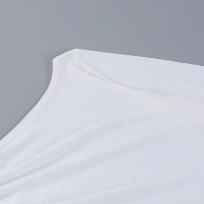 Langarm Top Weiße T-Shirts Frauen Basic Crop Top Herbst Pullover Solide Skew Neck T Shirt Streetwear Basic Schwarz Y2K Tees