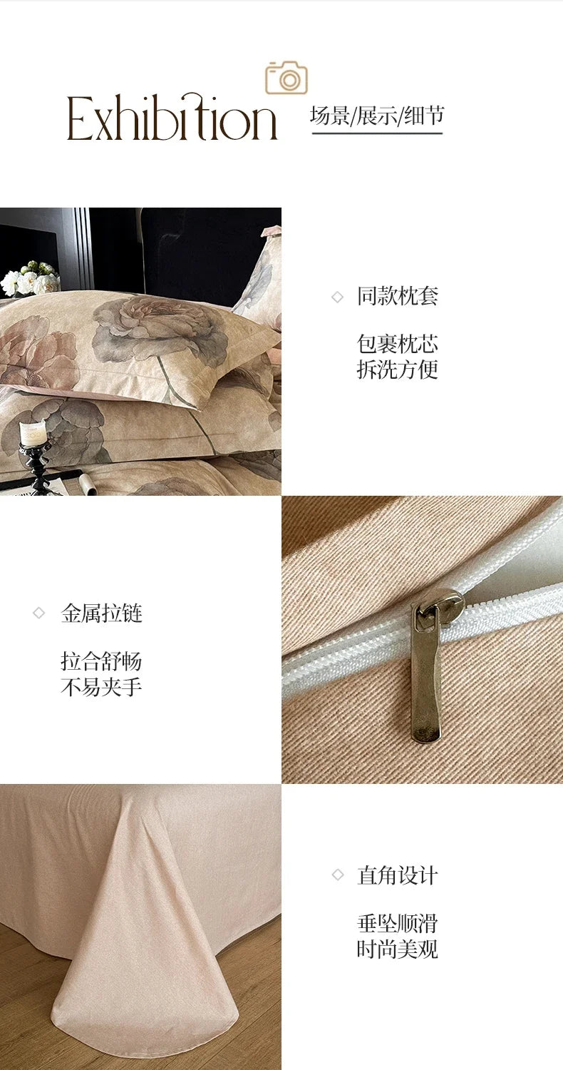 Cotton Bedding Set Luxury Soft Duvet Cover Flat Sheet Pillowcases Single Double Queen King Size Quilt Cover Set