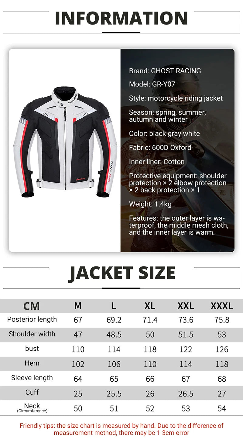 GHOST RACING Motorcycle Racing Jacket Man Waterproof Dirt Bike Pants Set With Protection Racing Suit Motocross Jacket Motor Suit.