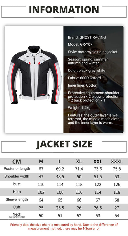 GHOST RACING Motorcycle Racing Jacket Man Waterproof Dirt Bike Pants Set With Protection Racing Suit Motocross Jacket Motor Suit.
