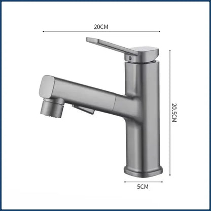 3 Function Stream Sprayer Hot Cold Brass Washbasin Faucet for Bathroom Single Handle Dual Hole Pull Out Basin Sink Mixer Tap