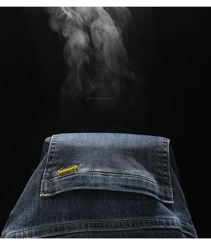 Spring Summer Thin Men's Classic Jeans Elastic Loose Straight Cotton Casual Denim Trousers Brand Clothing Business Male Pants.