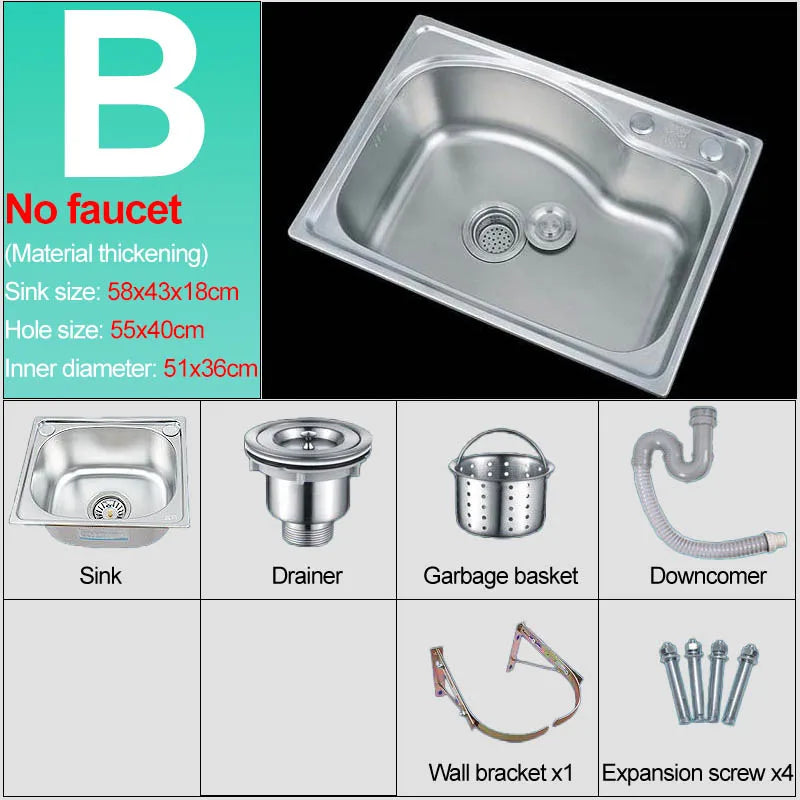 Verdickter Einzelschlitz aus Edelstahl 304 mit Halterung zum Aufhängen an der Wand, Waschbecken, Balkonbecken, Küchenwaschbecken, Waschbecken