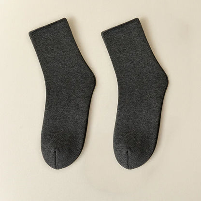 2 Pairs Men Winter Socks Warm Thicken Thermal Snow Boots Solid Color Floor Socks Soft Outdoor Anti-Cold Cashmere Socks.