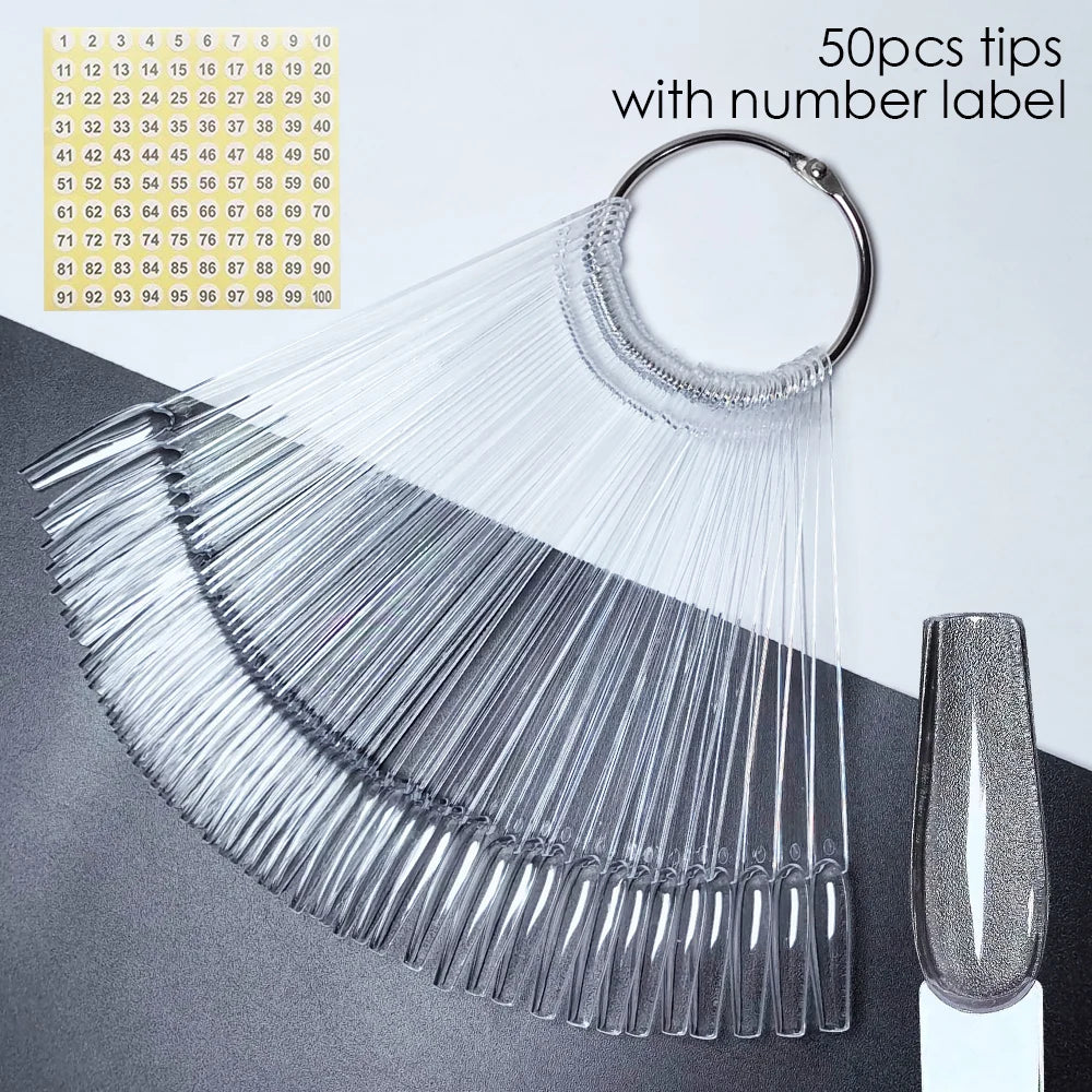 80/50/20pcs Nail Display Sticks Nail Swatch False Nail Tips Nail Gel Polish Practice Clear Display Board for Nail Art Tools