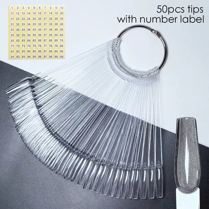 80/50/20pcs Nail Display Sticks Nail Swatch False Nail Tips Nail Gel Polish Practice Clear Display Board for Nail Art Tools