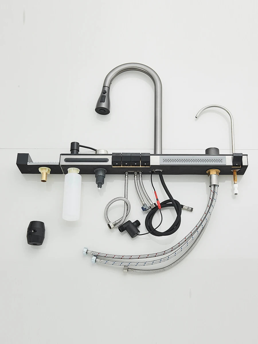 Große 304 Küchenspülen, 75 x 45 cm, Edelstahl, Küchen-Wasserfall-Waschbecken, Digitalanzeige, großes Einzelwaschbecken, Geschirrspüler-Wasserhahn