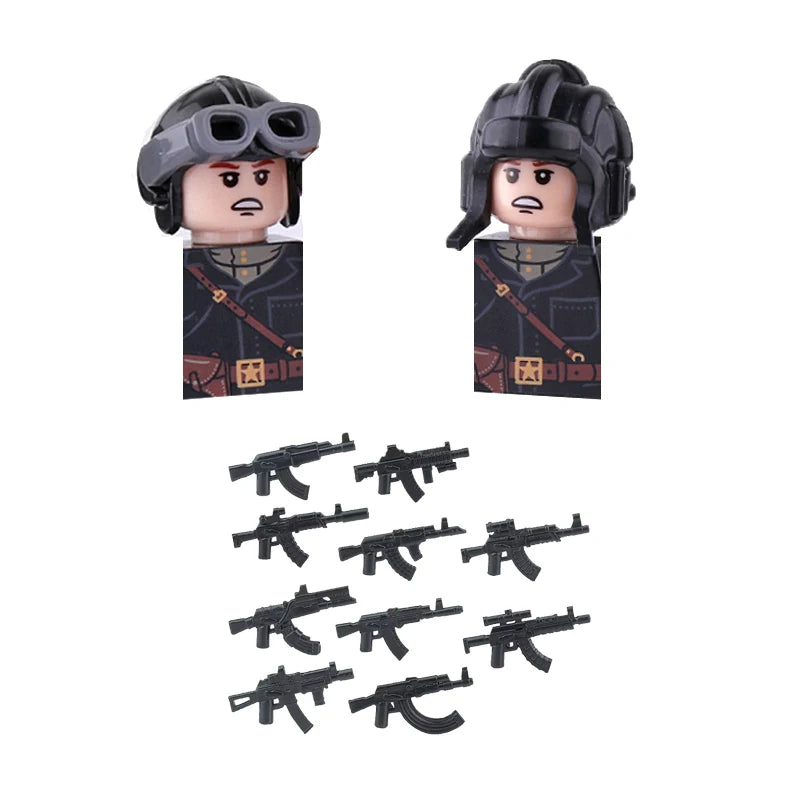 Military WWII Figure Building Blocks Accessories MP40 Rocket Launcher MG42 Officer Army Camouflage Soldier Pzf 98K Toy Gift N029