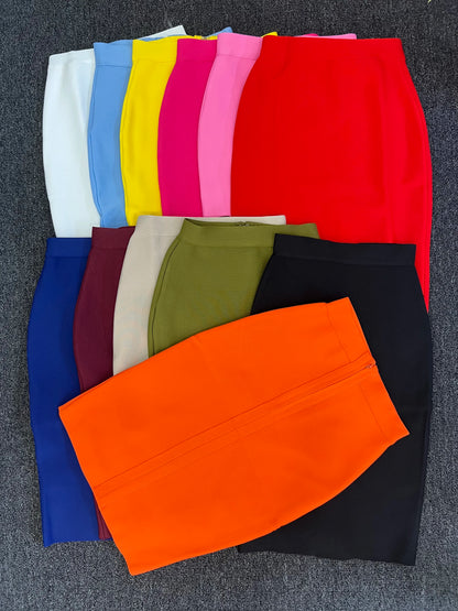 60CM Knee Length Stretch Bandage Skirts Women Candy Color Bodycon Pencil Skirt Ladies Elegant Office Business Formal XL XXL.