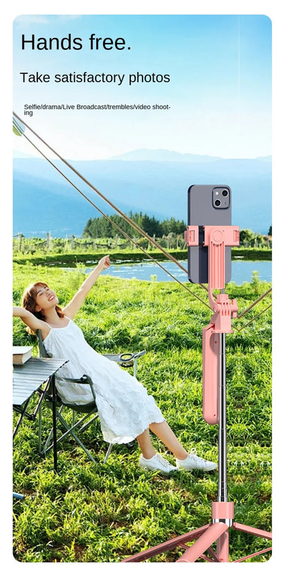 FGCLSY 1.7M selfie stick tripod with Light wireless remote control 360 ° rotation for smartphone video recording live streaming.