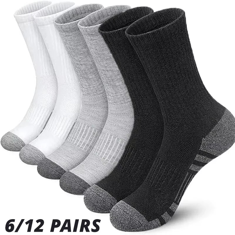 6/12 Pairs Men's Outdoor Gym Socks High Quality Comfortable Soft Ground-Gripping Football Large Size New Style.