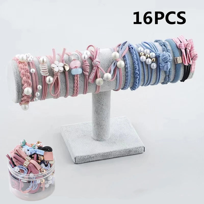 50/12PCS  Women Elastic Hair Ties Pearls Fashion Girls Scrunchies Ponytail Holder Rubber band Hair Rope Hair Accessories