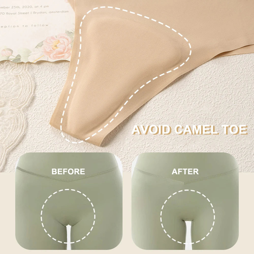 3Pcs Avoid Camel Toe Panties Seamless Thong Panties Camel Toe Concealer Cover Cameltoe Prevention Underwear Anti Cameltoe Briefs.