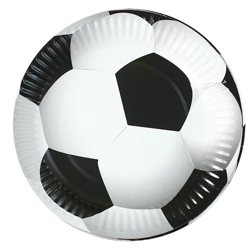 Fußball Fußball Geburtstag Dekorationen Aluminium Film Ballon Geschirr Teller Tasse Servietten Tischdecke Baby Dusche Party Supplies