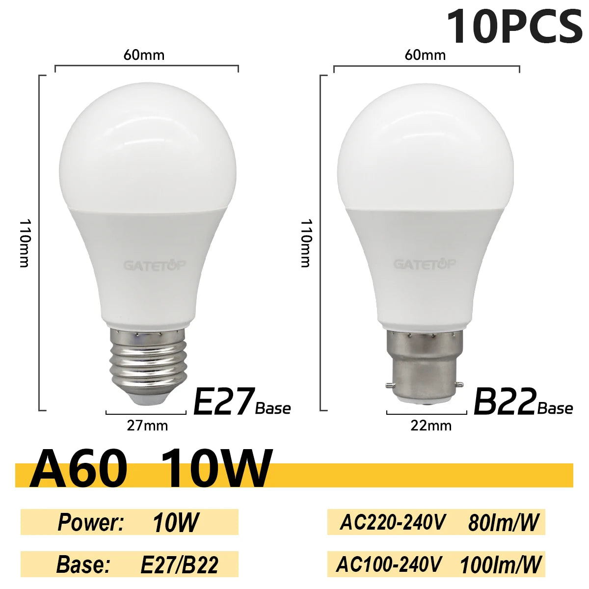 1/10PCS Energiesparlampe E27 B22 Lampen A60 A80 AC220V 230V 110V LED-Licht 20W 18W 24W für Home Derection Wohnzimmerbeleuchtung