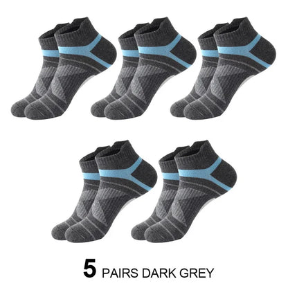 5 Pairs High Quality Socks Men Summer Outdoor Casual Cotton Socks Short Breathable Black Ankle Socks Run Sports Socks Size 38-45