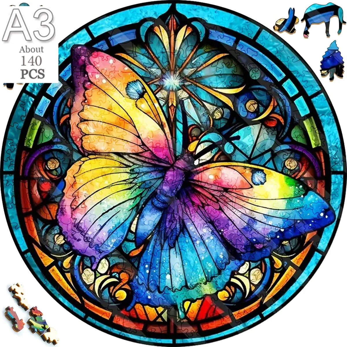 Deer in The Forest Wooden Puzzle Unique Shape Animal Puzzle Adult Relaxation Gift Exquisite Boxed Set with Decorative Artworks