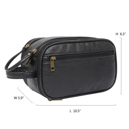Toiletry Bag for Men, Large Travel Shaving Dopp Kit Water-resistant Bathroom Toiletries Organizer PU Leather Cosmetic Bags.