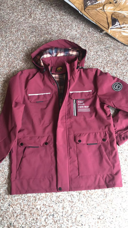 Fashion Men's Casual Windbreaker Jackets Hooded Jacket Man Waterproof Outdoor Soft Shell Winter Coat Clothing Warm Plus Size.