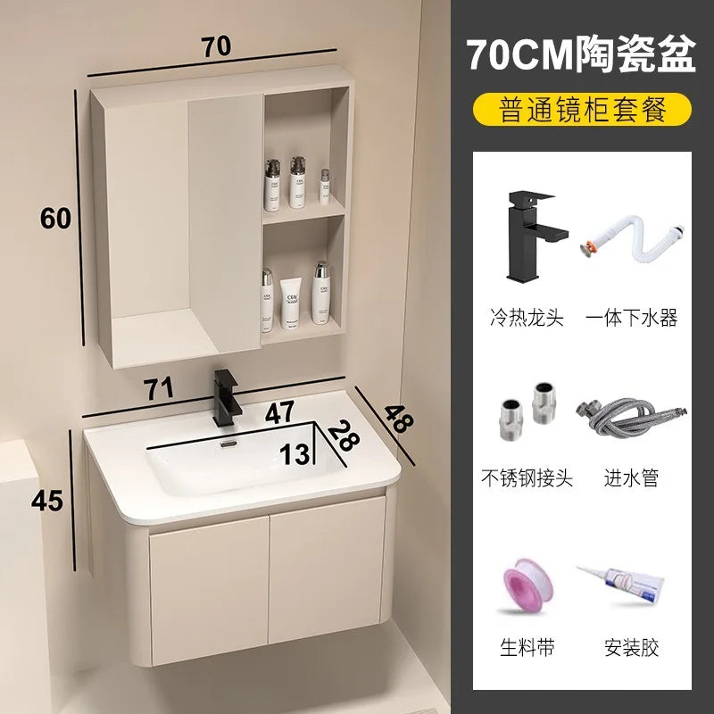 Moderner intelligenter Badezimmerschrank, Wabenstruktur, Aluminium, WC, Waschbecken, Schrank, Kombination, integriertes Keramikwaschbecken, Waschtisch