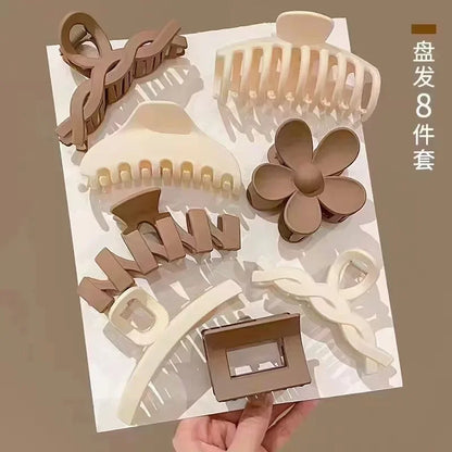 Set of 8 Plastic Hair Clip Large Hair Accessories Simple Hairpin Thin Hair Styling Tools for Women