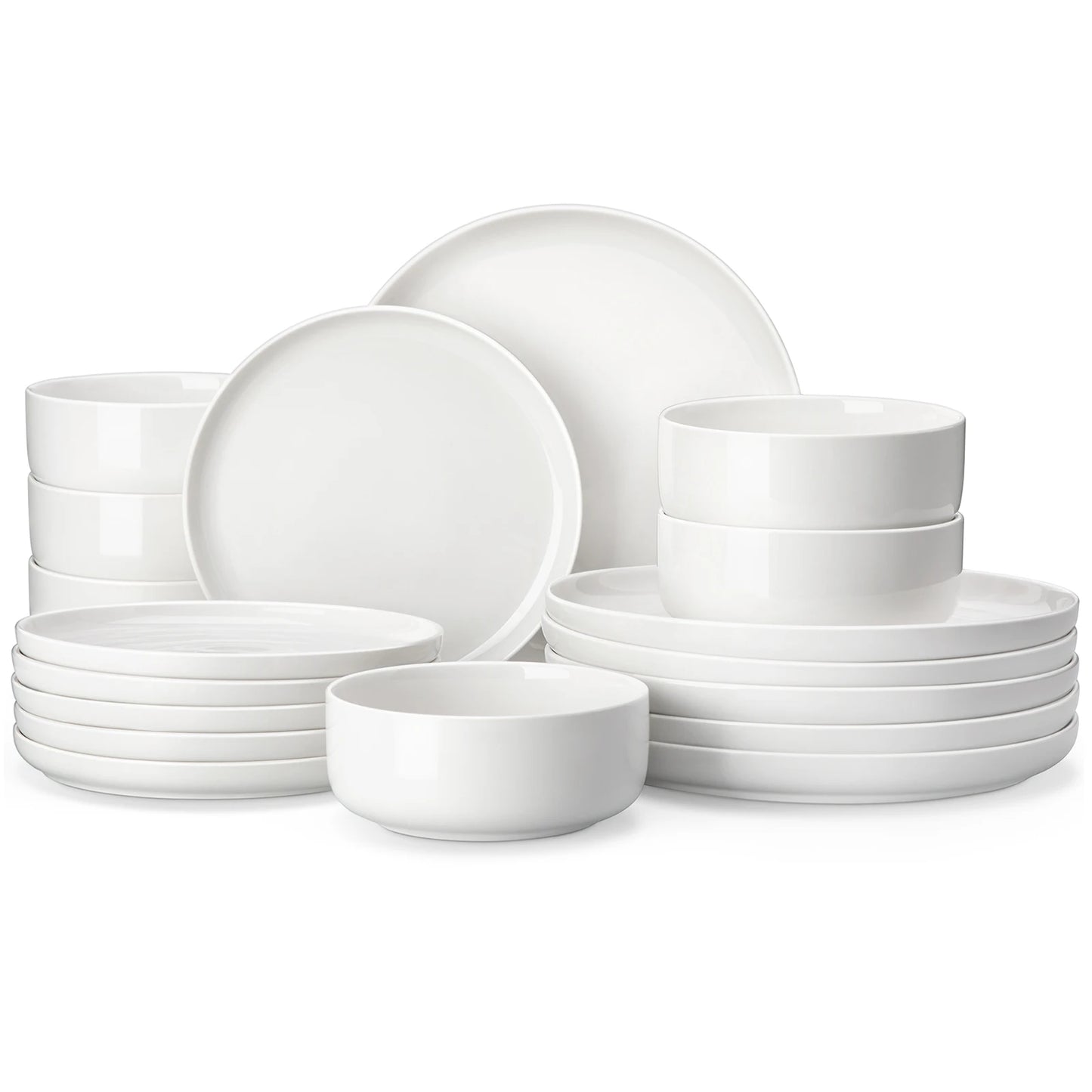 MALACASA 18/36-Piece Ceramic Plate Porcelain Dinnerware Set with 6/12 Pcs Dinner/Dessert Plates,Bowl Tableware Set for 6/12.