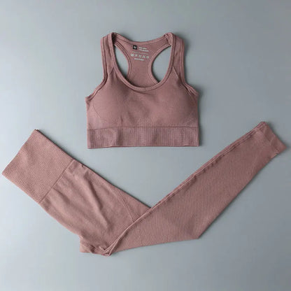 High Waist Elastic Seamless Yoga Wear Women Fitness Clothes Gym Clothing Workout Set Long Sleeve Crop Top Leggings Sports Suit