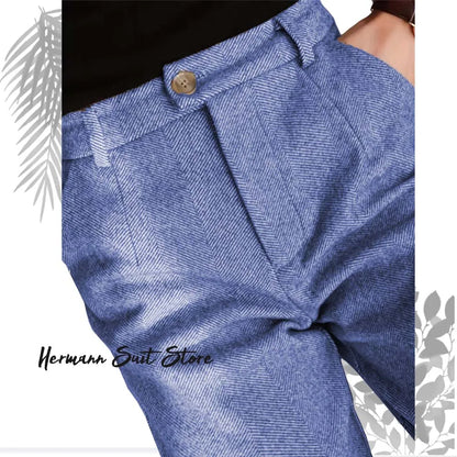 Herringbone Elegant Men's Formal Pants Premium Quality Men's Light Business Formal Pants High-Waisted Straight Leg Trousers.