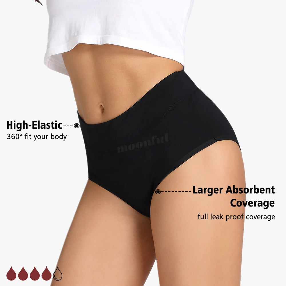 3 PCS Cotton Menstrual Panties Women Lot Leak Proof Period Underwear Heavy Flow 4 Layer Menstrual Cycle Absorbent Underwear Pack.