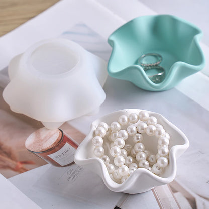 Curved Edge Bowl Silicone Mold DIY Handmade Gypsum Concrete Casting Scented Candle Cup Jewelry Storage Mold Craft Gift Home Deco.