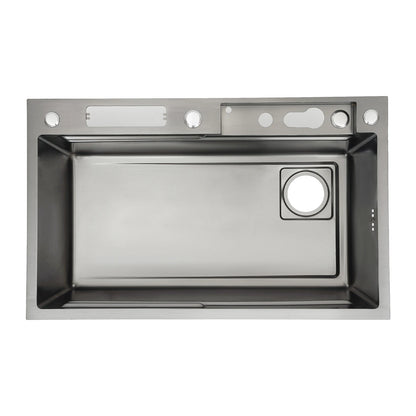 Küchenspüle aus Edelstahl mit ausziehbarem Wasserhahn, Wasserfallspüle mit Digitalanzeige, multifunktionale Küchenspüle für die Arbeitsstation