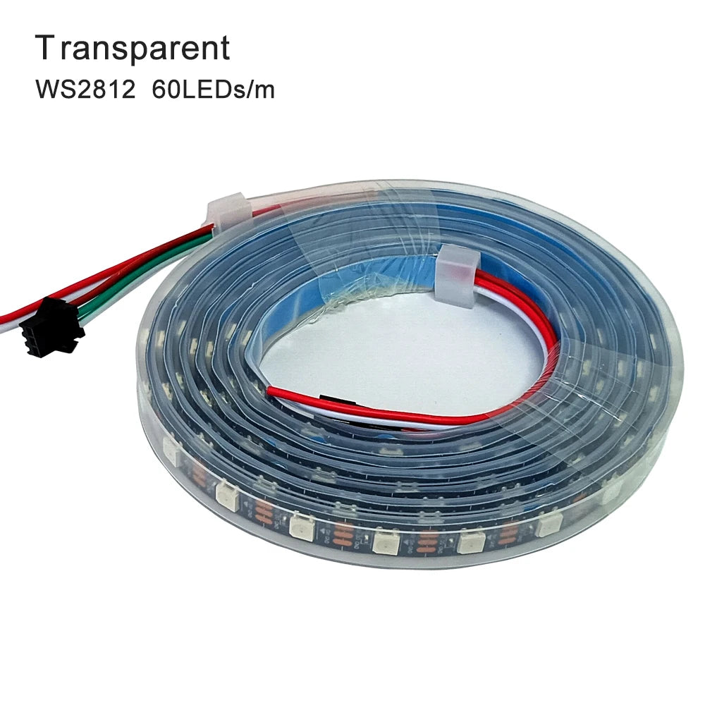 WS2812B LED Strip Individually Addressable IP67 Waterproof With Black White Transparent Cover Tube 10mm 5050 RGB 3Pin 60LEDs/m.