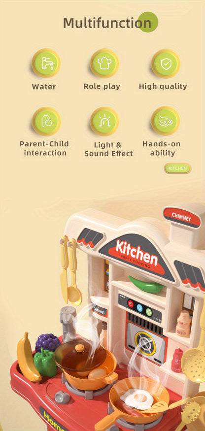 Realistic Pretend Play Cooking Toy for Kids, Chef Playset Kitchen Accessories, Lights & Sounds,for Toddles Girls Boys Gifts.