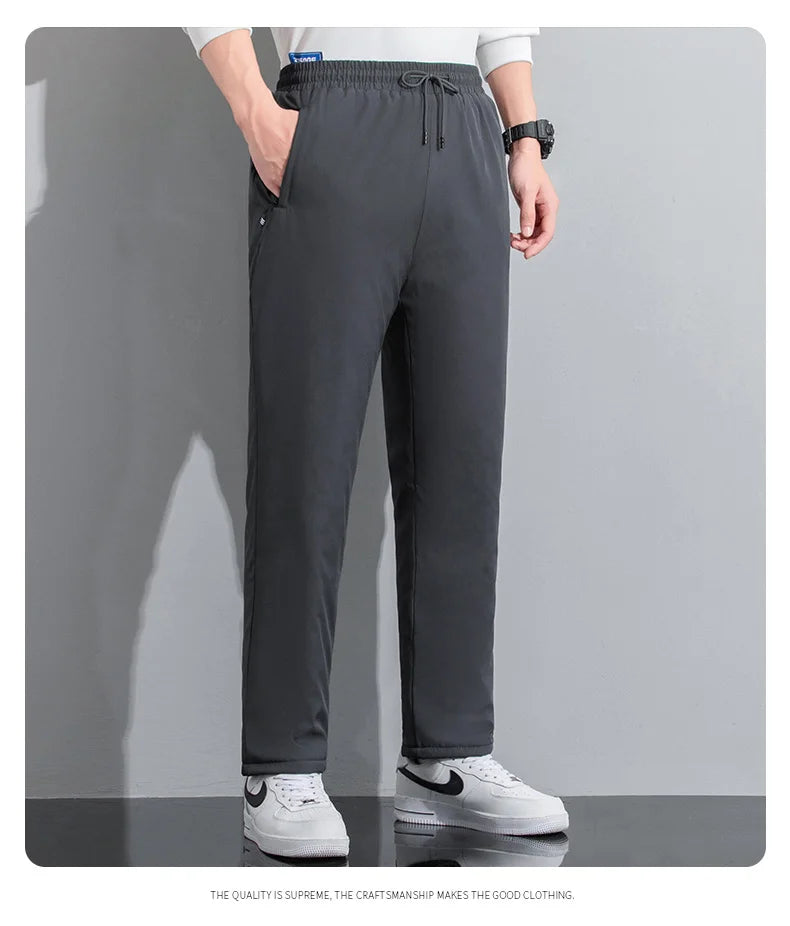 M-8XL Men's Down Pants Plus Size Winter Three-layer Windproof and Waterproof Large Size Plus Velvet Thick Warm Casual Joggers