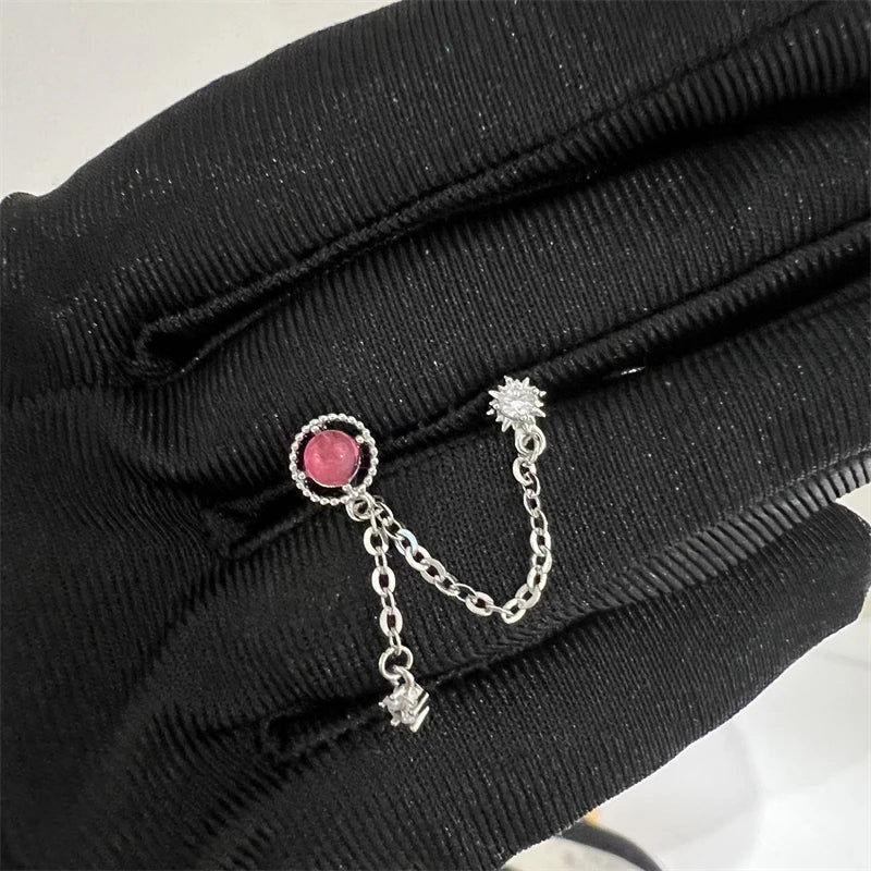1PCS Cute Pink Zircon 316L Stainless Steel Ear Bone Nail New Fashion Y2K Punk Small Earring for Women Cochlea Jewelry Party Gift