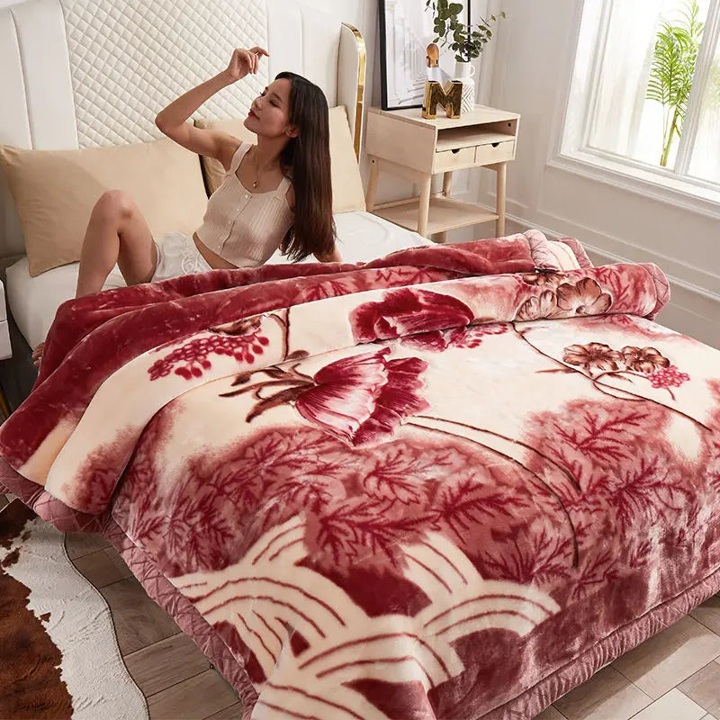 Two People Simple Geometric Printed Blanket Autumn Winter Bedroom Office Nap Quilt Anti Static Machine Washable Bedding Sheets