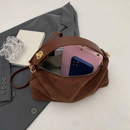 Women Suede Shoulder Bag Adjustable Strap Crossbody Bag With Inner Pocket Handbag Zipper Clutch Purse for Work Travel.