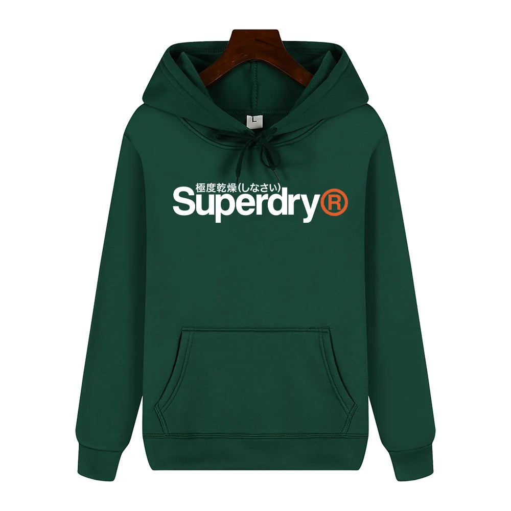 SUPERDRY Men's Autumn and Winter Fashion Brand Casual Hooded Sweatshirt Street Hip-hop Retro Sweatshirt Sports Men's Hoodie.