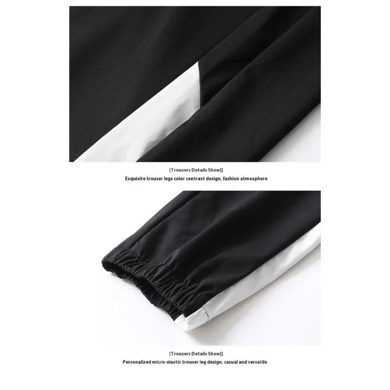 Spring and Autumn Men's Hooded Sports Leisure 2-piece Sets New Fashion Jacket and Pants Hip Hop Casual Running Sportswear Men.