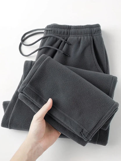 Vintage Thick Winter Casual Fleece Pants Men Wide leg Baggy Warm Sweatpants Male Drawing Jogger Pants Falls Trousers.