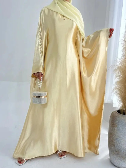 Batwing Satin Shimmer Abaya Damen Dubai Luxury Islam Muslim Kaftan Dress Women Kebaya Vestidos Djellaba Robe Femme Musulmane.