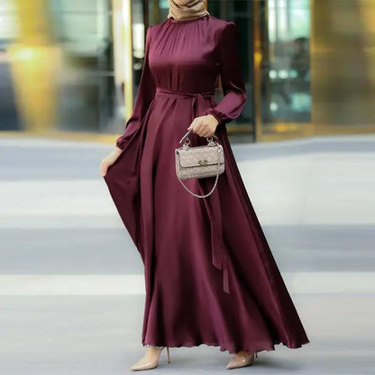 Muslim Maxi Dresses for Women Arabian Simple Loose Solid Elegant Dubai Turkey Islamic Temperament Muslim Plain Abayas for Women.