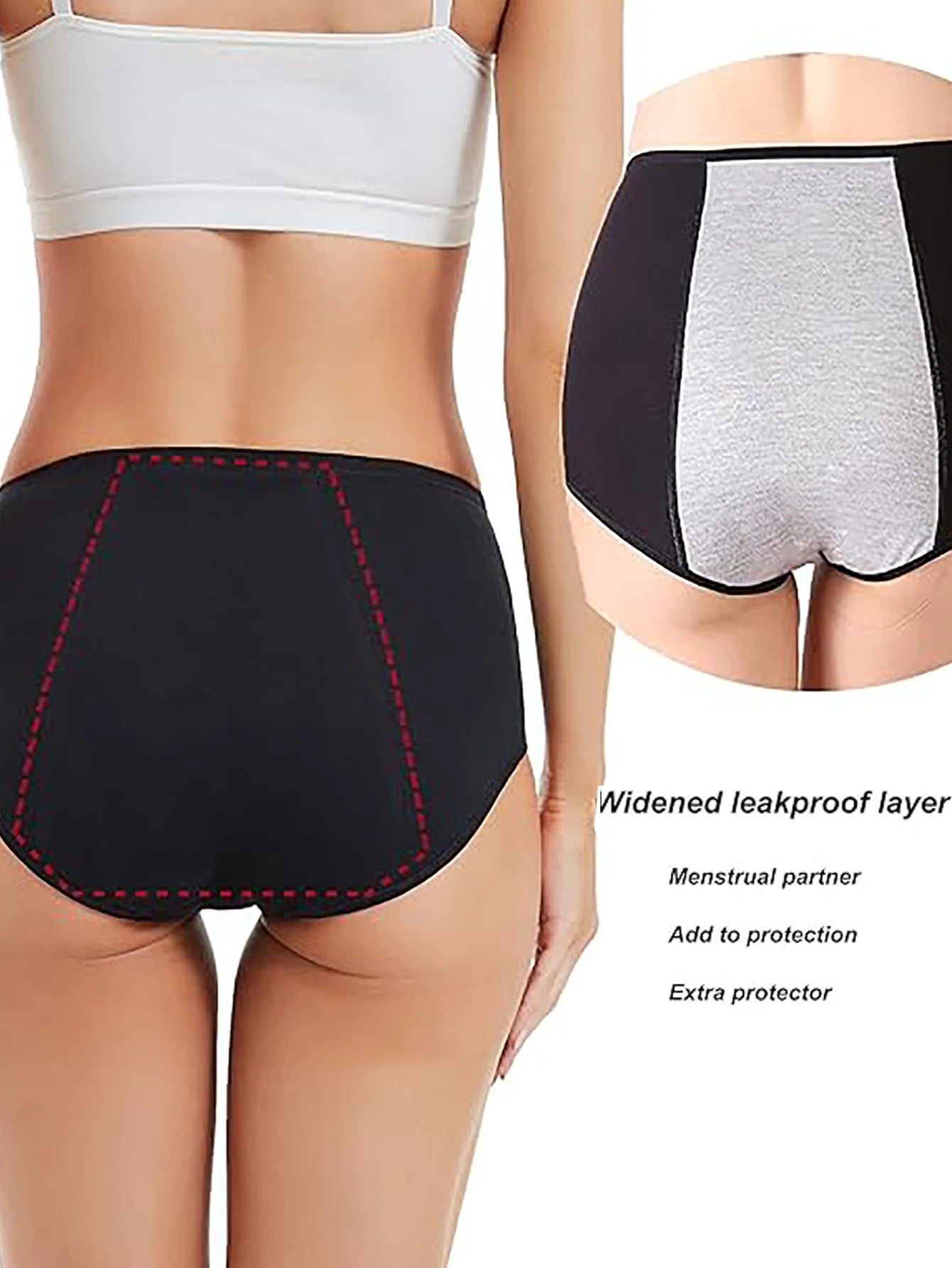 5pcs Women Period Pants Mid-High Waist Postpartum Underwear Leakproof Menstrual Cotton Knickers.